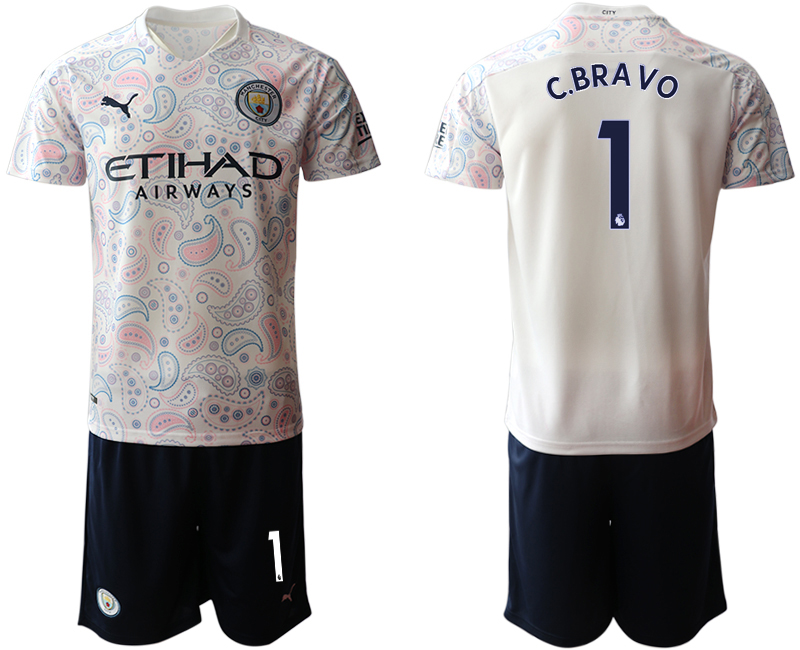 Men 2020-2021 club Manchester City away #1 white Soccer Jerseys